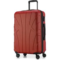 Suitline - Hartschalen-Koffer mittelgroß mit Dehnfuge Check-In Gepäck Trolley erweiterbar Rollkoffer Reisekoffer, größe M, 4 Rollen, TSA, 66 cm, 100% ABS,Rot