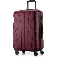 Suitline - Hartschalen-Koffer mittelgroß mit Dehnfuge Check-In Gepäck Trolley erweiterbar Rollkoffer Reisekoffer, größe M, 4 Rollen, TSA, 66 cm, 100% ABS,Burgund