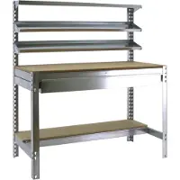 Proregal Werkbank BUFFALO mit Frontablage und Schubfach | HxBxT 84x120x61cm | Traglast 600kg | Verzinkt