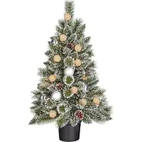 Black Box Kaprun Künstlicher Weihnachtsbaum im Topf mit LED-Beleuchtung und Timerfunktion - H90 cm - Grün, Silber