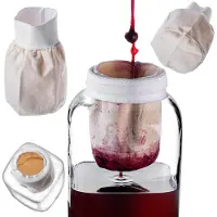 Kadax Filterbeutel 1L, Siebbeutel zum Filtern von Saft, Likör, Wein & Nussdrink, Pressbeutel, Nussdrinkbeutel, Passiertuch mit Gummiband, Presstuch, Filtertuch