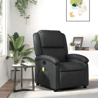 vidaXL Möbel Massagesessel Relaxsessel Echtleder Schwarz - Fernseh- & Relaxsessel 3205924