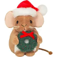 Teddy HERMANN® Weihnachtsmaus mit Kranz, 11 cm
