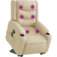 Syfax Massagesessel mit Aufstehhilfe Creme Stoff