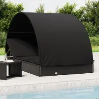 vidaXL "im " Sonnenliege - für den Garten - 1 Person - für 2 Personen mit Runddach Schwarz 211x112x140 cm - Gartenliegen CC8412