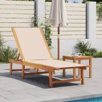 vidaXL "im Angebot" Sonnenliege - für den Garten - 1 Person - Creme Massivholz Akazie und Textilene - Gartenliegen CC17719