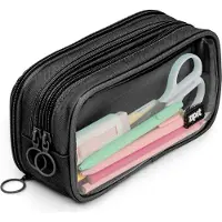 Zipit Half & Half Federmäppchen, Großes Mäppchen für Schule und Büro, Etui mit Organizer, Federmappe Schwarz