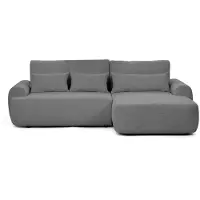 Beautysofa Ecksofa OLIVER mit Schlaffunktion & Bettkasten, Bouclé Dunkelgrau, Eckseite rechts