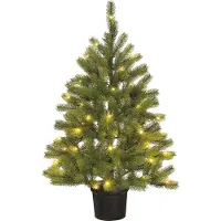 Black Box Trees Nagoya Kunstweihnachtsbaum mit Beleuchtung – Kunstbaum H 90 x T 42 cm – Kunstweihnachtsbaum im Kunststofftopf – Weihnachtsdekoration für den Innenbereich – mit Batterie und Timer – 175