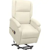 vidaXL Massagesessel mit Aufstehhilfe Creme Stoff - Massagesessel CC15935