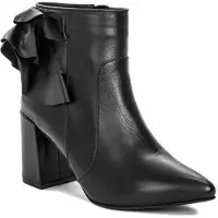 Artiker Damen Leder Stiefeletten Schwarz, spitze Zehenpartie, Reißverschluss, Schaftlänge 11,5 cm