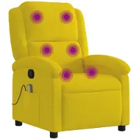 Syfax Massagesessel Gelb Samt mit 6-Punkt-Vibrationsmassage, manueller Liegefunktion, 71x86,5x99,5 cm (BxTxH)