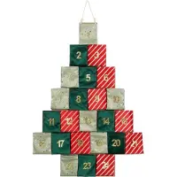 Mica Decorations Adventskalender - L72 x B1 x H51 cm - Filz - Grün, Rot