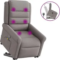 Syfax Massagesessel mit Aufstehhilfe Taupe Stoff