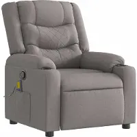Syfax Massagesessel aus Stoff in Taupe mit manueller Liegefunktion und Vibrationsfunktion, 77x99x93 cm