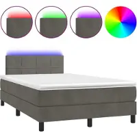 Syfax Boxspringbett mit Matratze & LED Dunkelgrau 120x190 cm Samt