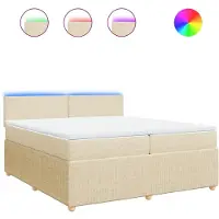 Syfax Boxspringbett mit Matratze Creme 200x200 cm Stoff