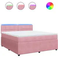 Syfax Boxspringbett mit Matratze Rosa 180x200 cm Samt