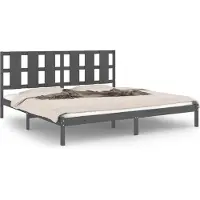 Syfax Massivholzbett Grau Kiefer 200x200 cm