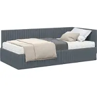 Syfax Eckbettgestell mit Matratze mit Kopfteil 2 pcs Grau Samt