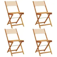Syfax Gartenstühle 4 Stk. Klappbar Beige Stoff und Massivholz