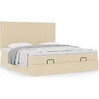 Syfax Ottoman-Bett mit Matratzen Creme 180x200 cm Stoff