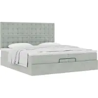 Syfax Ottoman-Bett mit Matratzen Hellgrau 200x200 cm Samt