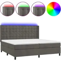 Syfax Boxspringbett mit Matratze & LED Dunkelgrau 200x200 cm Samt