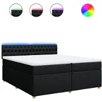 Syfax Boxspringbett mit Matratze Schwarz 200x200 cm Stoff