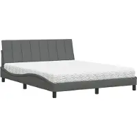 Syfax Bett mit Matratze "Hanko" Dunkelgrau 160x200 cm Stoff
