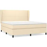 Syfax Boxspringbett mit Matratze Creme 180x200 cm Stoff