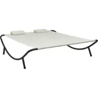 Syfax Gartenliege, doppelt, witterungsbeständig, Oxford-Gewebe, pulverbeschichteter Stahl, 200x173x45 cm, mit 2 Kissen, creme