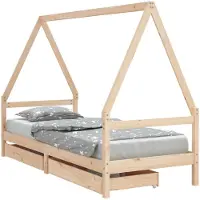 Syfax Kinderbett mit Schubladen 80x200 cm Massivholz Kiefer