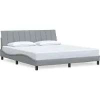 Syfax Bettgestell ohne Matratze "Hanko" Hellgrau 180x200 cm Stoff