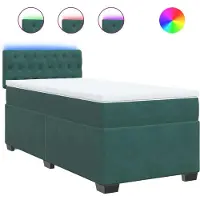 Syfax Boxspringbett mit Matratze Dunkelgrün 100x200 cm Samt