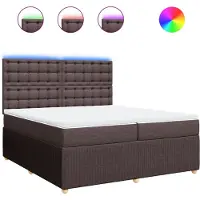 Syfax Boxspringbett mit Matratze Dunkelbraun 200x200 cm Stoff