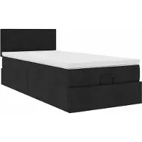 Syfax Ottoman-Bett mit Matratze Schwarz 100x200 cm Stoff