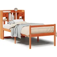 Syfax Massivholzbett mit Regal ohne Matratze Wachsbraun 75x190 cm