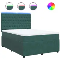 Syfax Boxspringbett mit Matratze Dunkelgrün 140x200 cm Samt