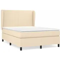 Syfax Boxspringbett mit Matratze Creme 140x200 cm Stoff