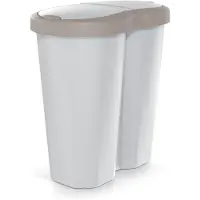 Prosperplast Abfallkorb Compacta R Duo braun/aschmir Inhalt 40L ein Fach zwei Deckel NDRF40-WG5C_427C