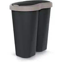 Prosperplast Abfallkorb Compacta R Duo braun/schwarz Fassungsvermögen 40L ein Fach zwei Deckel NDRF40-WG5C_S411