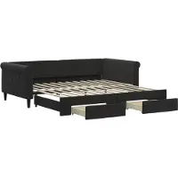 vidaXL Tagesbett Ausziehbar mit Schubladen Schwarz 100x200 cm Samt