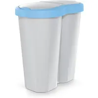 Prosperplast Abfallkorb Compacta R Duo blau/asch Fassungsvermögen 40L ein Fach zwei Deckel NDRF40-2717C_427C