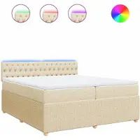 Syfax Boxspringbett mit Matratze Creme 200x200 cm Stoff