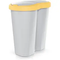 Prosperplast Abfallkorb Compacta R Duo gelb/asch Fassungsvermögen 40L ein Fach zwei Deckel NDRF40-1215C_427C