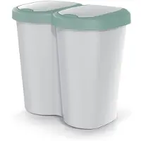 Prosperplast Abfallbehälter Compacta B Duo grün/aschmir Fassungsvermögen 40 l ein Fach zwei Deckel Wandmontage NDBS40-5575C_427C