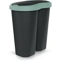 Prosperplast Abfallkorb Compacta R Duo grün/schwarz Fassungsvermögen 40L ein Fach zwei Deckel NDRF40-5575C_S411