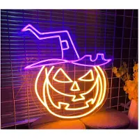 COFI Neon PLEXI LED VERZAUBERTER KÜRBIS orange-lila NNE16 Neolia
