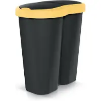 Prosperplast Abfallkorb Compacta R Duo gelb/schwarz Inhalt 40L ein Fach zwei Deckel NDRF40-1215C_S411